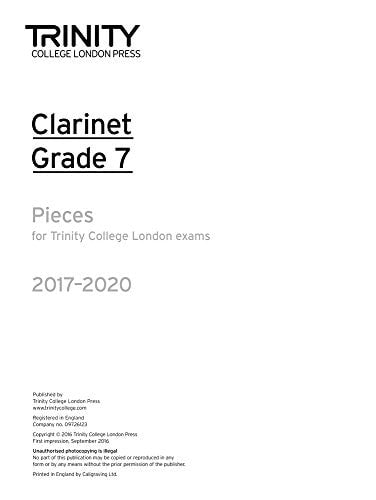 CLARINET EXAM PIECES GRADE 7 2017-2020 PART ONLY, de Trinity College London (approximately 1980- ) | portada del libro