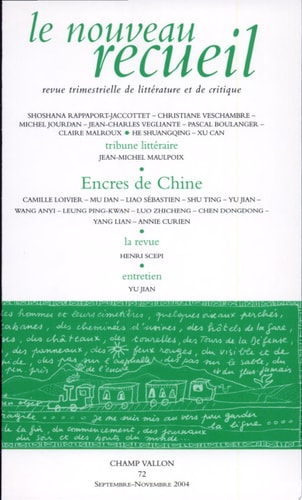 LE NOUVEAU RECUEIL N°72 ENCRES DE CHINE, de Jean-Michel Maulpoix | portada del libro