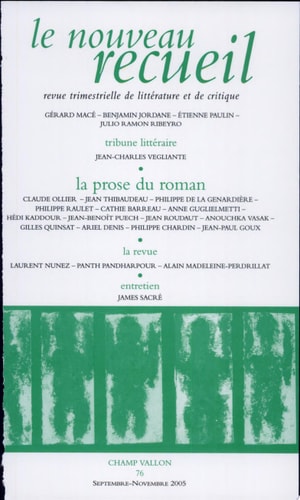 LE NOUVEAU RECUEIL N°76 2005 LA PROSE DU ROMAN, de Collectif | portada del libro