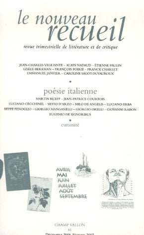 LE NOUVEAU RECUEIL N81. LA POESIE ITALIENNE, de Jean-Patrice Courtois | portada del libro