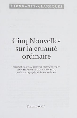 INQ NOUVELLES SUR LA CRUAUTE, de COLLECTIFS FLAMMARION | portada del libro