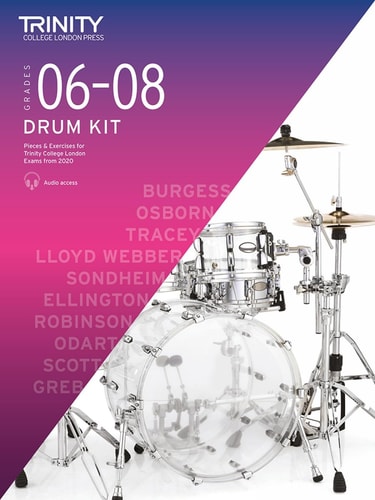 DRUM KIT EXAM PIECES & EXERCISES 2020-2023 GRADES 6-8, de Trinity College London | portada del libro