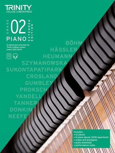 PIANO EXAM PIECES & EXERCISES 2021-2023 GRADE 2 EXTENDED, de Trinity College London | portada del libro