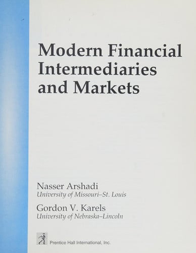 MODERN FINANCIAL INTERMED, de ARSHADI | portada del libro