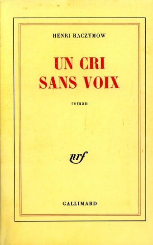 UN CRI SANS VOIX, de Raczymow | portada del libro