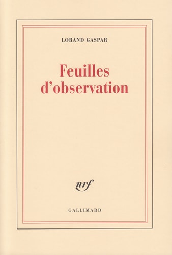 FEUILLES D'OBSERVATION, de Gaspar | portada del libro