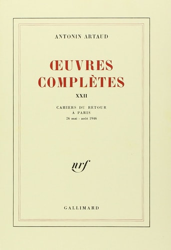 OEUVRES COMPLETES T22, de Antonin Artaud | portada del libro