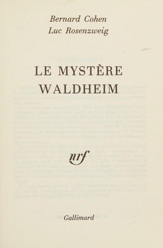 MYSTERE WALDHEIM, de Rosenzweig | portada del libro