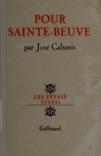 POUR SAINTE-BEUVE, de Cabanis | portada del libro