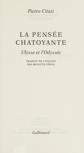 LA PENSEE CHATOYANTE, de Pietro Citati | portada del libro