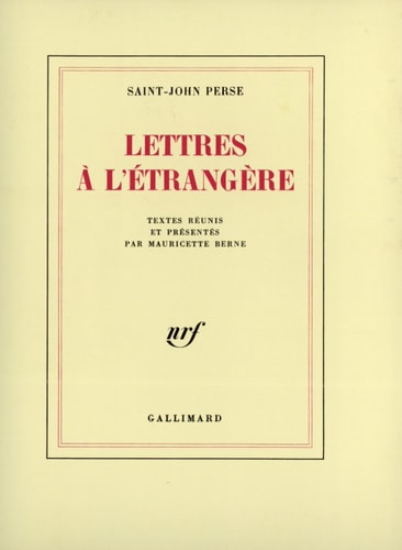 LETTRES A L'ETRANGERE, de Saint-John Perse | portada del libro