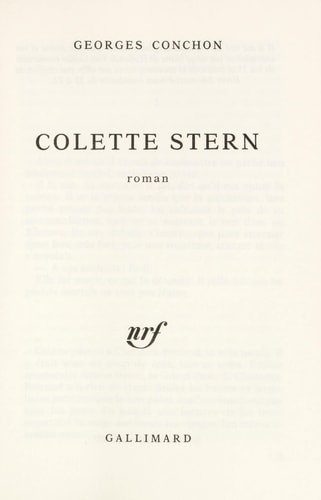 COLETTE STERN, de Georges Conchon | portada del libro