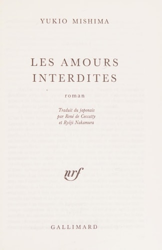 LES AMOURS INTERDITES, de Yukio Mishima | portada del libro