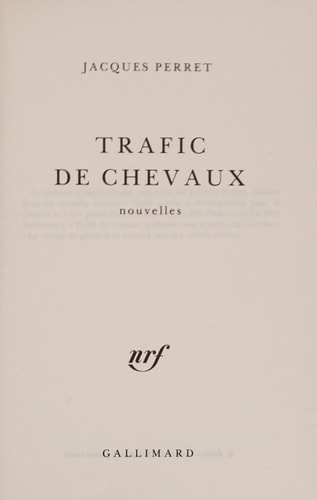 TRAFIC DE CHEVAUX, de Jacques Perret | portada del libro