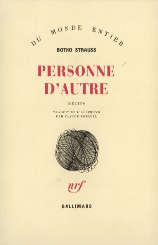 PERSONNE D'AUTRE, de Botho Strauss | portada del libro