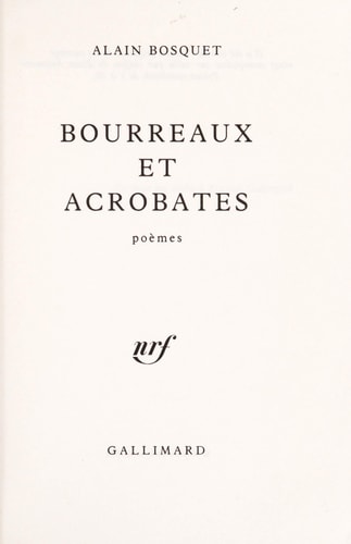 BOURREAUX ET ACROBATES, de Bosquet | portada del libro