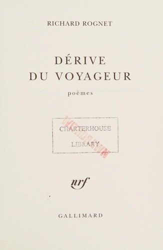 DERIVE DU VOYAGEUR, de Richard Rognet | portada del libro