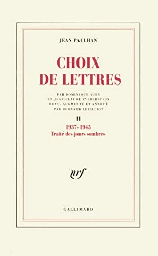 CHOIX DE LETTRES T2, de Jean Paulhan | portada del libro