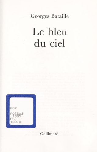Bleu Du Ciel, de Bataille | portada del libro
