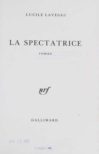 LA SPECTATRICE, de Lucile Laveggi | portada del libro