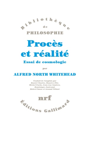 PROCES ET REALITE, de Whitehead | portada del libro
