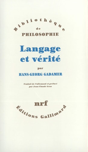 LANGAGE ET VERITE, de Hans-Georg Gadamer | portada del libro