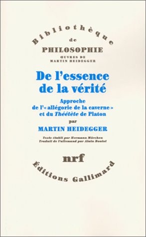 DE L'ESSENCE DE LA VERITE, de Martin Heidegger | portada del libro