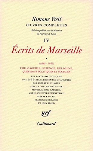OEUVRES COMPLETES T4-1, de Simone Weil | portada del libro