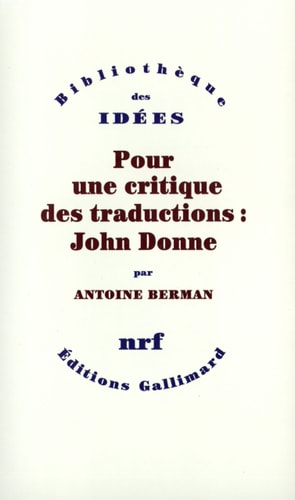 Pour une critique des traductions, de Berman | portada del libro