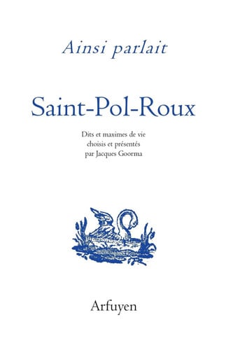 AINSI PARLAIT SAINT-POL-ROUX, de GOORMA JACQUES | portada del libro