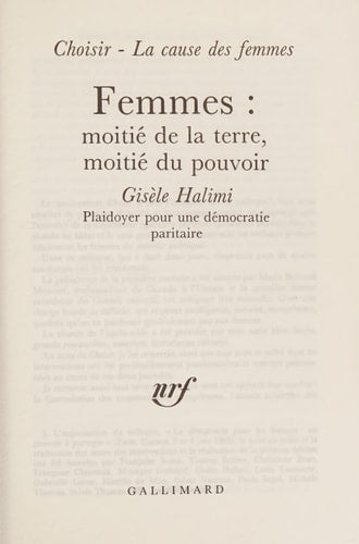 FEMMES MOITIE DE LA TER, de Gisèle Halimi | portada del libro