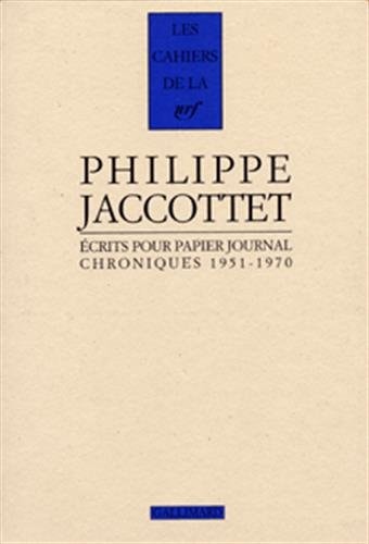 ECRITS POUR PAPIER JOURNAL, de Jaccottet | portada del libro