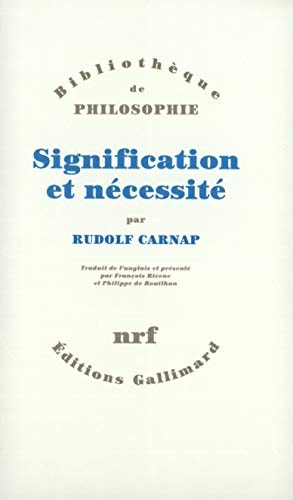 SIGNIFICATION ET NECESSITE, de Rudolf Carnap | portada del libro