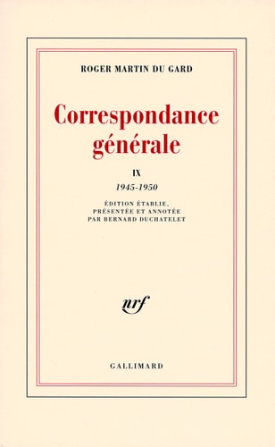 CORRESPONDANCE GENERALE T9, de Roger Martin du Gard | portada del libro