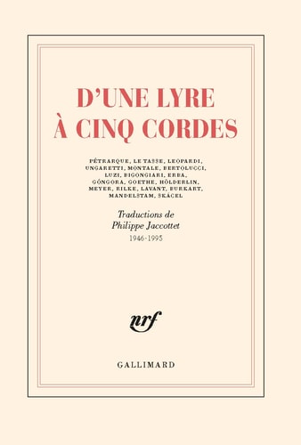 D'UNE LYRE A CINQ CORDES, de Jaccottet | portada del libro