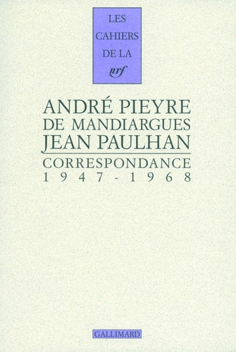 CORRESPONDANCE, de André Pieyre de Mandiargues | portada del libro