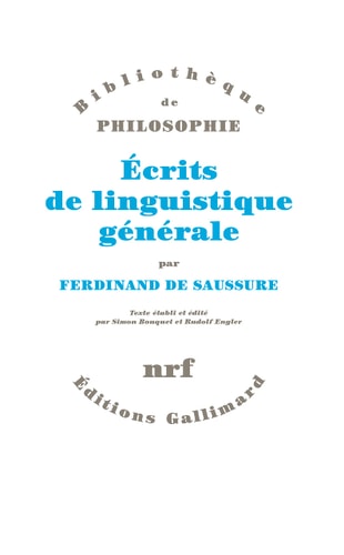 ECRITS DE LINGUISTIQUE GENERALE, de Ferdinand de Saussure | portada del libro
