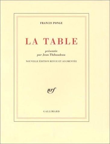 LA TABLE, de Francis Ponge | portada del libro