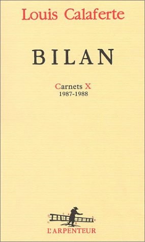 BILANS. CARNETS X 1987-1988, de Louis Calaferte | portada del libro