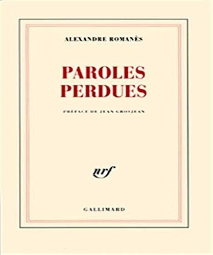 PAROLES PERDUES, de Alexandre Romanès | portada del libro