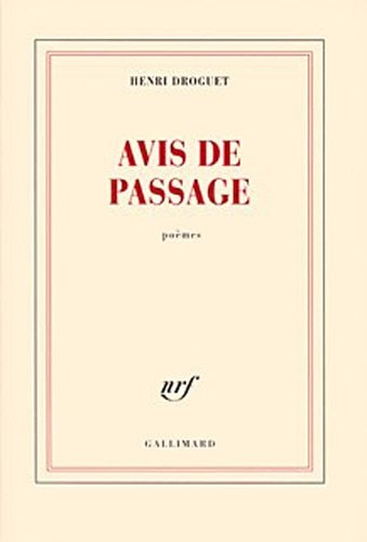AVIS DE PASSAGE, de Henri Droguet | portada del libro