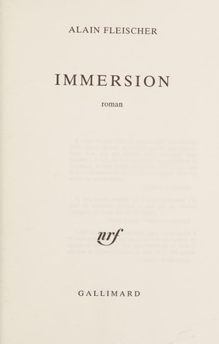 Immersion, de Alain Fleischer | portada del libro