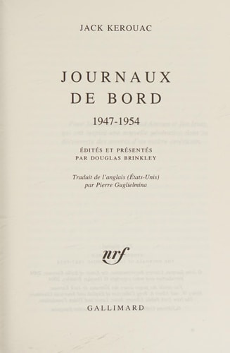 JOURNAUX DE BORD 1947-1954, de Jack Kerouac | portada del libro