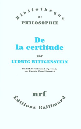 DE LA CERTITUDE, de Ludwig Wittgenstein | portada del libro