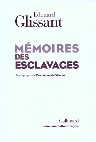 MEMOIRES DES ESCLAVAGES, de Glissant | portada del libro