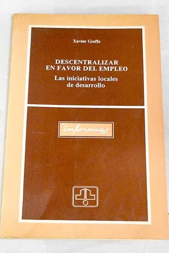 Descentralizar en favor del empleo, de GREFFE | portada del libro