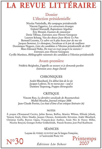 A REVUE LITTERAIRE N°30 MARS 2007, de collectif | portada del libro