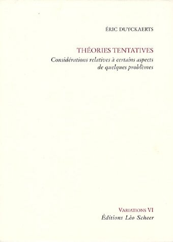 HEORIES TENTATIVES, de Éric Duyckaerts | portada del libro