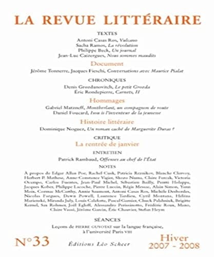 A REVUE LITTERAIRE N 33 - JANVIER 2008, de Collectif | portada del libro