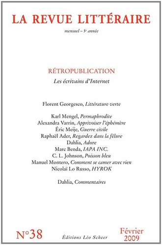 A REVUE LITTERAIRE N 38 2009, de Florent Georgesco | portada del libro